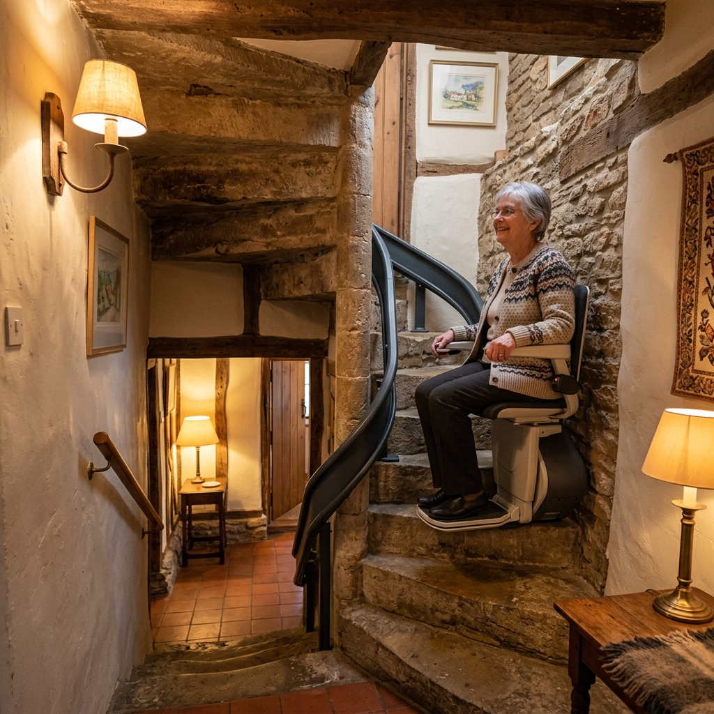Monte-escalier pour maison cévenole : solutions compactes pour escaliers étroits